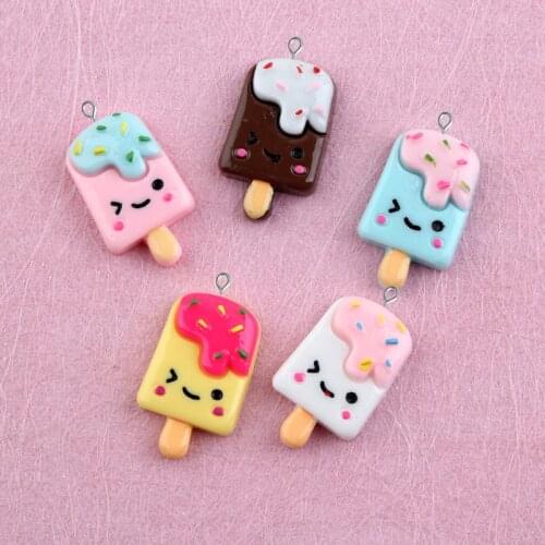 10pcs 18*30mm DIY resin ice cream ice-lolly Popsicle charms cabochon ornament craft pendants decoration jewelry making material