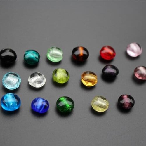 10Pieces /lot 12mm Lampwork glass beads Round Flat Foiled Multi-Color for jewelry &DIY Craft