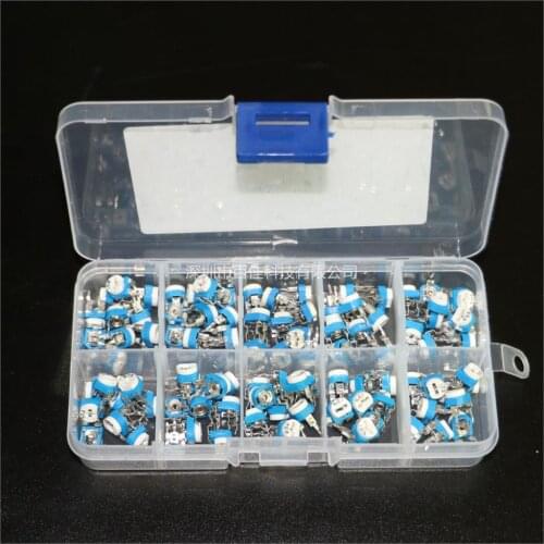 100pcs 10 Specifications Rm065 Blue and White Adjustable Resistance 6mm Classification Box Set Free freight