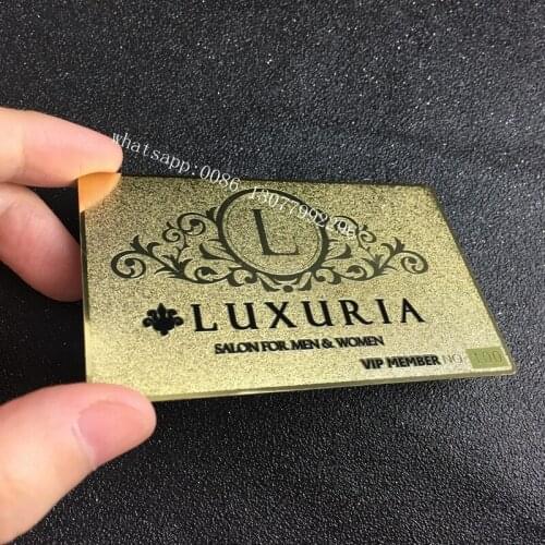 100pcs/ design custom metal business card printing 80*50mm golden metallia personal membership VIP card metal card, Mexico