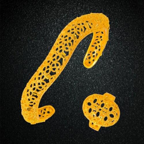 15mm/62mm Ethiopain African Bangles Bracelets With Ring in Dubai Gold Bangles for Women Middle East Jewelry Wedding Gift