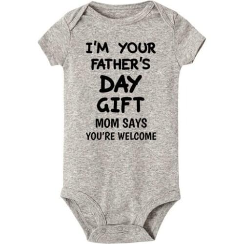 2019 New Baby Boy Clothes Girl Baby Romper Romper Newborn I Am the Gift of Your Fathers Day Baby Clothes Unisex Baby Rompers