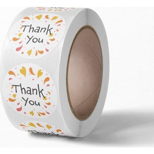 2021 New Year New Arrival 2.5cm Dia Circle Thankyou Handemade Adhesive Stickers Colorful Printing Coated Paper Label