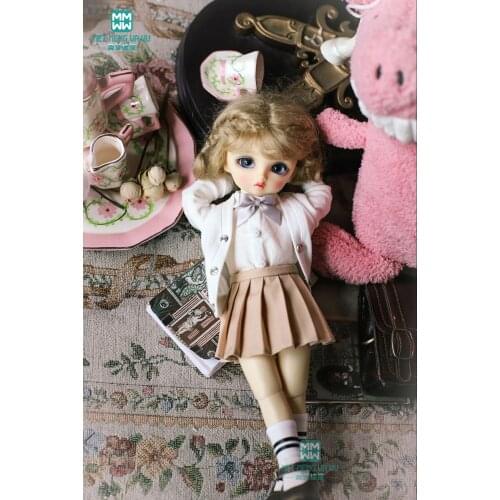 BJD accessories doll clothes for 27cm-30cm 1/6 BJD doll fashion White shirt cardigan khaki skirt