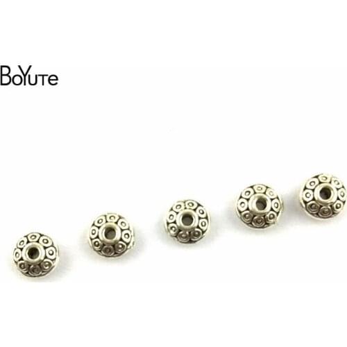 BoYuTe (200 Pieces/Lot) 6*8MM Antique Silver Plated Zinc Alloy Loose Bead Charms Small Beads for Jewelry Making Diy Hand Made