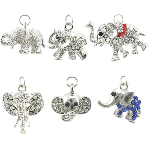 JINGLANG Mixed Color Alloy Elephant Charms Fashion Pendants necklace earring key ring Jewelry Making Accessories 30pcs