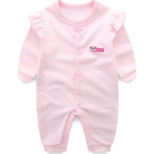 Newborn Infant Romoers Unisex Baby Boy Girl Button Solid Bodysuit One Piece Onesies Spring Autumn Jumpsuit Outfits Clothes
