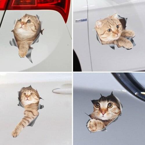 13*17cm Fashion Car Stickers 3D Stereo Anime Funny Creative Personality Kitten Dog Simulation Stickers Car Styling Accessories