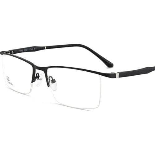 Width-145 Half Rim men steel leather frame TR90 temple business glasses frame high-end alloyl optical myopia glasses eyewear new