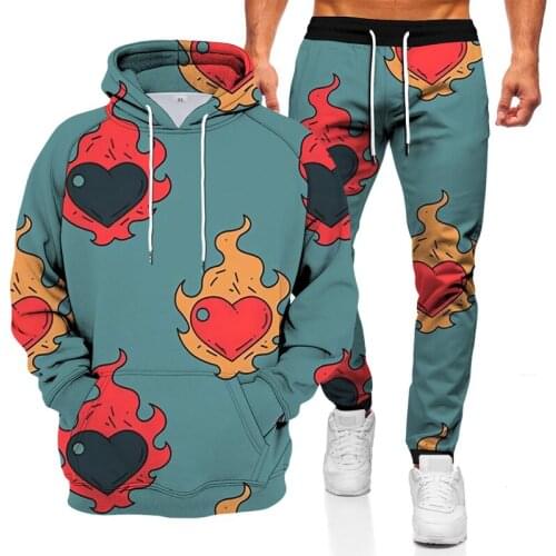 3D printing mens sportswear hoodie pants suit breathable T-shirt casual wear mens basketball training suit