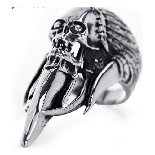2017 Cool Style Long Sharp Skull Ring Hot Stainless Steel Mens Ring Fashion Cool Sharp Teeth Skull Ring