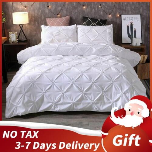 Diamond Embroidery Duvet Cover Sets Super soft Pinch Pleated Comforter Cover Set Bedding Doona Quilt Cover with 2 Pillow Shams