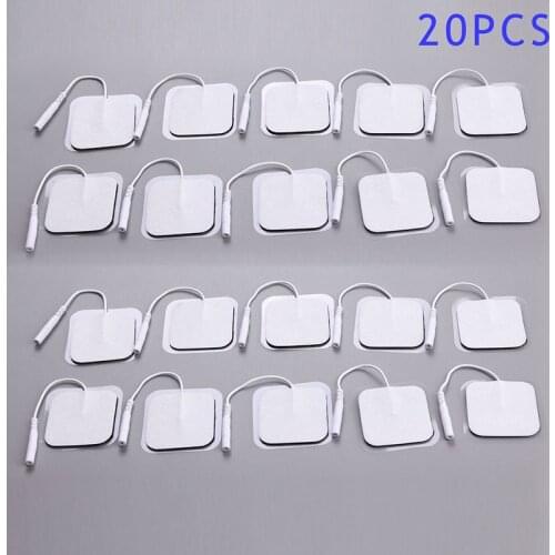 Newly 20pcs/lot Electrode Pads Tens Electrodes for Tens Digital Therapy Machine Massager 5x5cm Nerve Stimulator with 2mm Plug