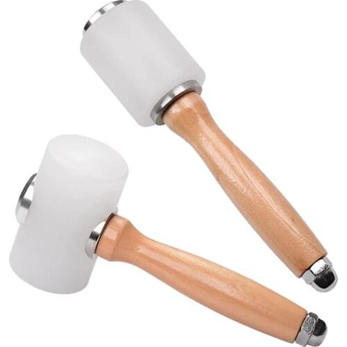 New 2 Pcs Leather Carving Hammer,Leather Mallet,Wooden Handle Nylon Hammer,Leather Tools for Handmade DIY Leather Work