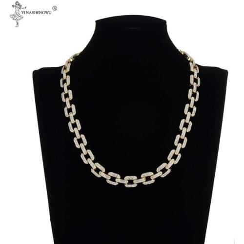 Men Women Hip hop Iced Out Bling Chain Necklace Geometry Miami Cuban Chain HipHop Necklaces Fashion Charm Bracelet Jewelry Gift