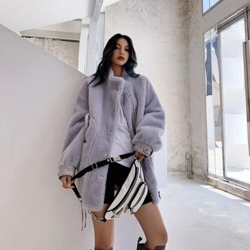 Real Fur Coat Korean Motorcycle Winter Coat Women Sheep Shearing 100% Wool Jacket Women Clothes 2020 Manteau Femme 205 YY1053