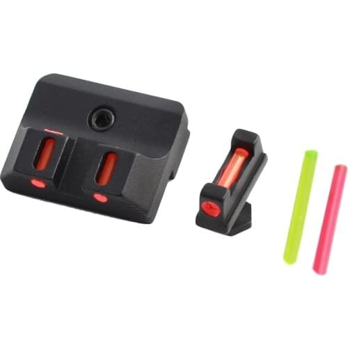 Front and Rear Sight Fiber Optic Handgun Glock Sights for Glock 17, 17L, 19, 22, 23, 24, 26, 27,Standard Models Pistols VI11098