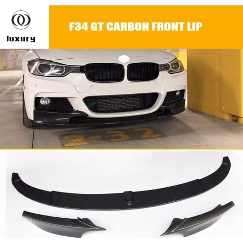 3pcs/set Carbon Fiber Front Lip with Side Splitters for BMW F34 GT320 GT328 GT330 GT340 with M Package 2012 - 2019