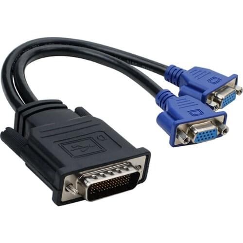 DMS-59 Pin Male to 2 VGA Female Splitter Video Cable Adapter for Computer Video Card 59Pin DVI to Dual VGA 25cm