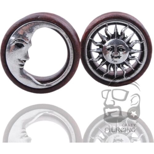 Sun & Moon Piercing Fashion Saddle Ear Plugs Flesh Tunnels Wood Body Jewelry Piercings Plug 8-20mm Wholesale 70 pcs/lot