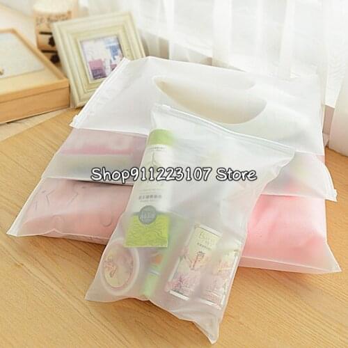 10pcs/lot Plastic Storage Bag Matte Clear Zipper Seal Travel Bags Valve Slide Seal Packing Pouch For Cosmetic Clothing