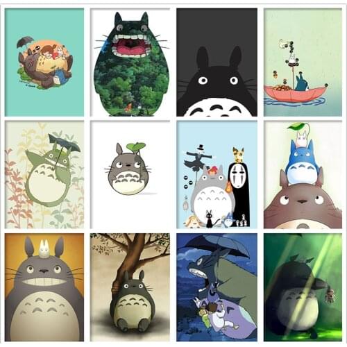 Full Drill Diamond Painting Hayao Miyazaki Anime Retro My Neighbor Totoro Diamond Mosaic Embroidery Cross Stitch Kits Home Decor