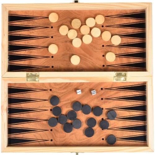 3-in-1 Wooden International Chess Set With Folding Chess Board Backgammon Checkers Board Game Puzzle Games Kids Gift