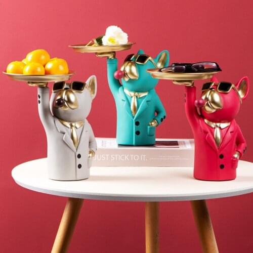 Nordic Cool Bulldog Figurine Storage Box Home Decoration Accessories Resin Art Sculpture Ornament Miniature Figurines Home Decor