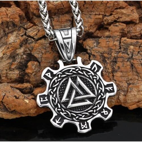 Nordic Viking Valknut Stainless Steel Necklace For Men With Valknut Gift Bag