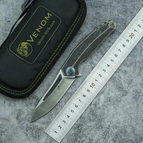 VENOM Kestrel M390 Steel Multifunction Folding Knife Titanium/CF Handle Outdoor Camping Survival Kitchen Knife EDC Tool