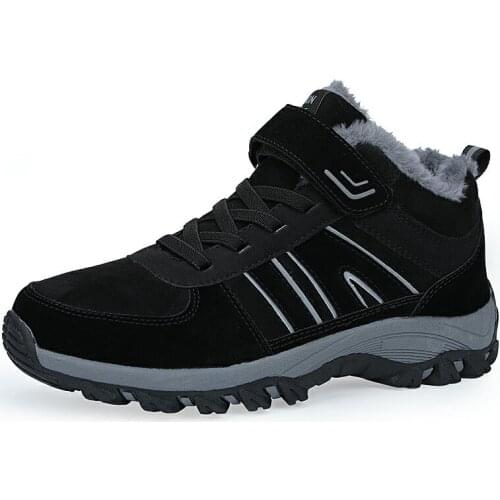 Men Women with Fur Warm Winter Footwear Couple High Top Outdoor Walking Climbing Casual Sport Shoes Non-slip Snow Boots Sneakers