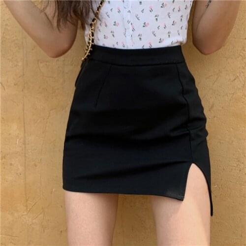 2021 Spring and Summer New Black Slit Skirts Age-reducing Fashion A-line Skirts Harajuku Skirts for Women