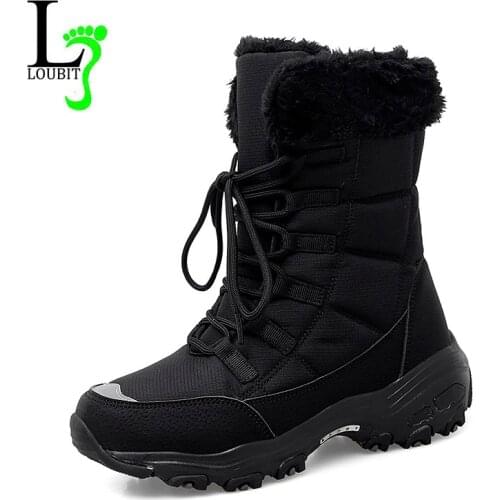 Winter Snow Boots Womens Shoes With Fur Warm Flats Ankle Botas Anti Slip Female Sneakers Outdoor Black Zapatos Mujer Big Size 42