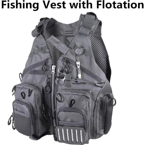 Maximumcatch Fly Fishing Vest With Multifunction Pockets Size Adjustable Fishing Backpack With Detachable Floatation Cushion