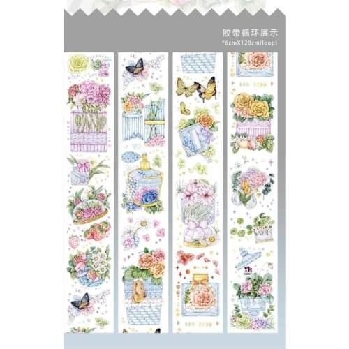 1 Loop Cute Washi Crystal Flower March Pet Tape 120cm