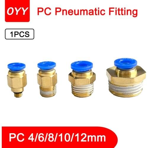 1Pcs PC Hose Connection Air Fitting 4-12Mm Male Thread Bsp 1/4 " 1/2" 1/8 "3/8" Nipple Brass Quick Coupling Pneumatic Fittings