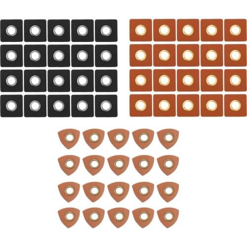 20 Clothes Patches Sew On PU Leather Badge Metal Eyelets Grommets Applique for Clothing DIY Knitting Sewing Patch Label