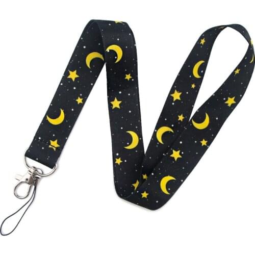 20pcs Moon Star Classical Style Lanyard For keys The 90s Phone Working Badge Holder Neck Straps With Phone Hang Ropes webbings