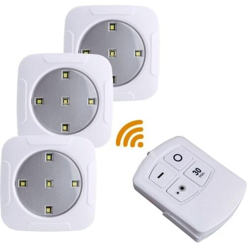 3Pcs Wall Lamps Wireless LED Remote Control Light Set Battery Under Cabinet Night Light Wall Lamp Ultra-bright Bedroom Light