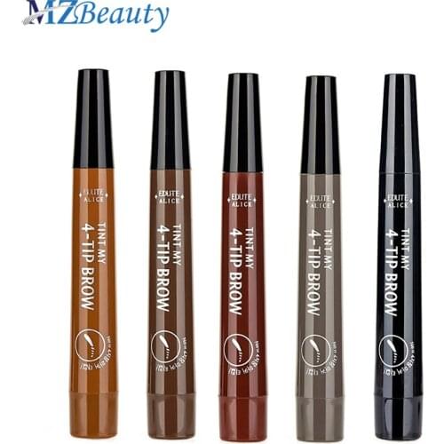 4 Points Eyebrow Pen 5 Colors Liquid Brow Pencil Dark Brown Microblading Eyebrow Tools Waterproof Eyebrow Tattoo Pens Cosmetic