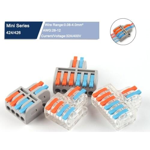 5PCS Mini Quick Splitter Wire Connector Universal Compact Wiring Cable Push-in Conductor Terminal Block Connector For Electrical
