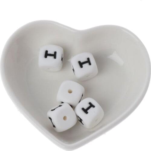 5Pc Diy Letter Safe Silicone Teething Beads For Baby Teether Pacifier Chain 12mm