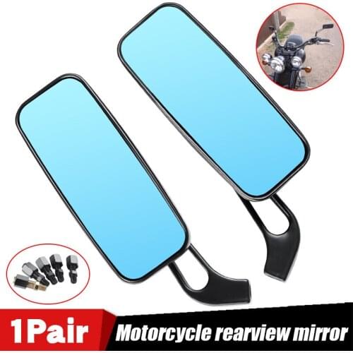8/10mm Bolt Thread Motorcycle Universal Smoke blue mirror New High Quality Side Mirrors shape Black Aluminum Housing