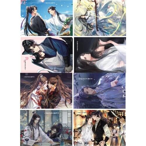 8pcs/lot The Husky and His White Cat Shizun Poster Chu WanNing Anime Coated Paper Wall Sticker Bedroom Decoration 42*28.5