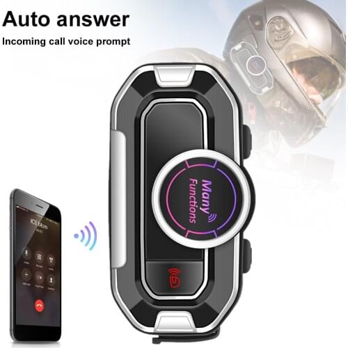 Motorcycle Helmet Bluetooth Interphone with Microphone FM Radio Auto Answer Wireless Earpiece 30Hrs Endurance Helmet Headset