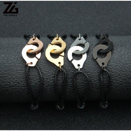 ZG Handcuff Bracelet for Women Men Rope Bracelet Stainless Steel Lovers Bracelet