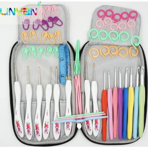 DIY Knitting Crochet Hooks Set Needles With Storage Bag DIY Craft Sewing Tools Knitting Needles Aluminum Classical Style t49