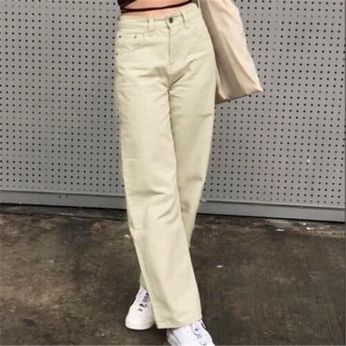 Spring Summer New 2021 Fashion Womens Jeans High Waist Clothes Wide Leg Jeans Blue Street Style Retro Straight Long Pants