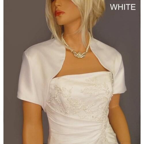 Elegant Bolero Women Satin Short Sleeves Weeding Jacket Bridal Coat For Bride Evening Dress Wear