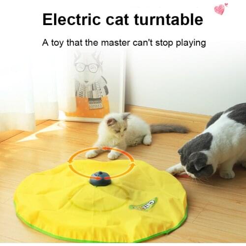 Electric Toy Cat 4 Speed Pet Cat Plastic Turntable Interactive Intelligence Crazy Amusement Game Rotation Cat Toys